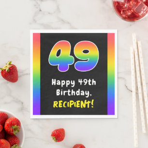 49th Birthday: Rainbow Spectrum # 49, Custom Name Napkin