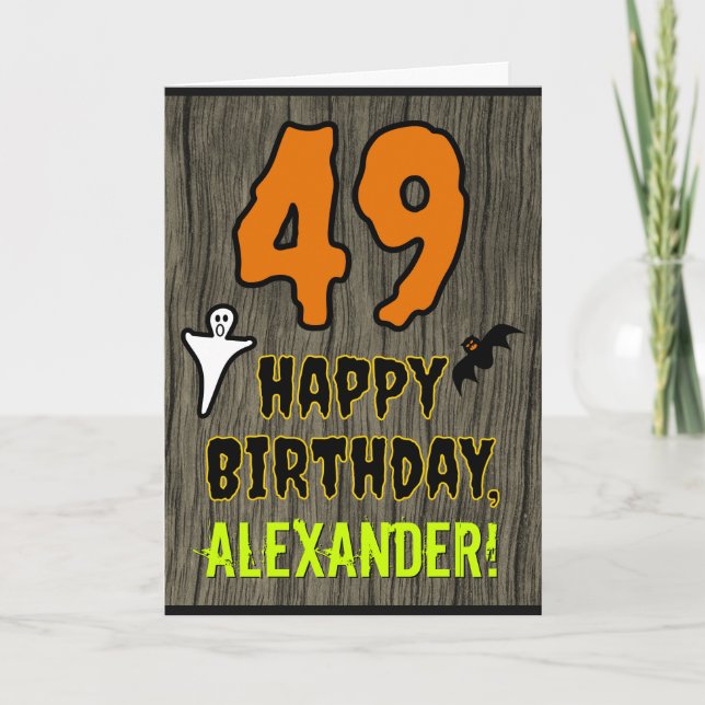 49th Birthday: Spooky Halloween Theme, Custom Name Card (Front)