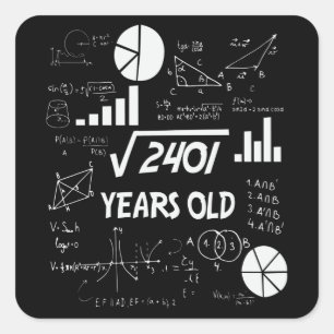 49th Birthday Square Root Math 49 Years Old Bday Square Sticker