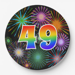49th Event - Fun, Colorful, Bold, Rainbow 49 Paper Plate