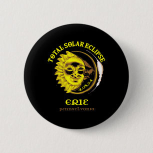 4.08.24 Total Solar Eclipse 2024 Erie Pennsylvania 2 Inch Round Button