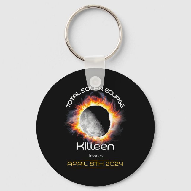 4.08.24 Total Solar Eclipse 2024 Killeen Texas  Keychain (Front)