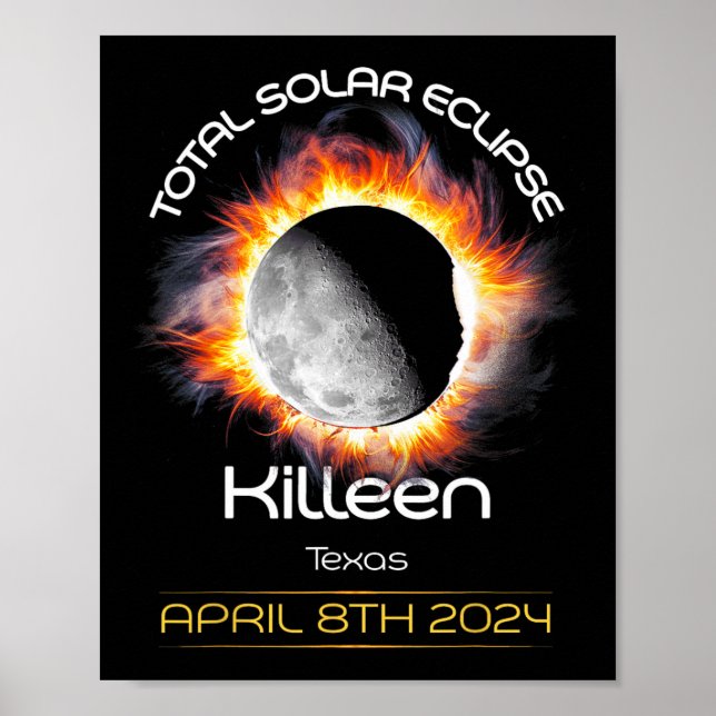 4.08.24 Total Solar Eclipse 2024 Killeen Texas  Poster (Front)