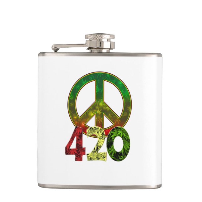 4 20 Peace Hip Flask (Front)
