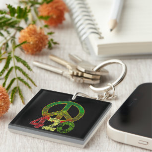4 20 Peace Keychain