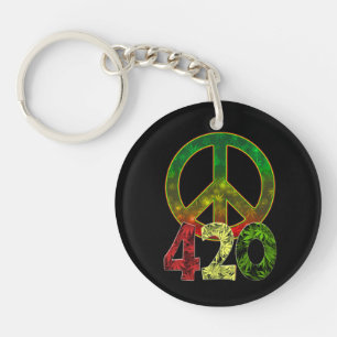 4 20 Peace Keychain