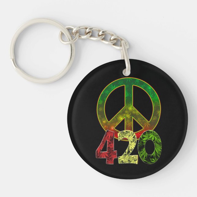 4 20 Peace Keychain (Front)