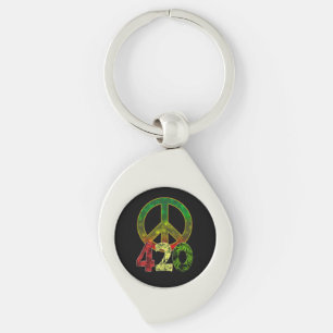 4 20 Peace Keychain