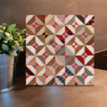 4.25" Elegant Patchwork Quilt Vintage Pattern Tile<br><div class="desc">This elegant ceramic tile features a beautiful vintage patchwork quilt pattern in colourful tones of pink/coral and taupe. Cozy charm and originality for your kitchen, bathroom, counter, backsplash or other tiled space. Also makes a great trivet. A rustic, antique pattern with a distinctly modern, graphic look. Suitable for the country...</div>