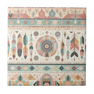 4.25 x 4.25 pink tribal ceramic tiles