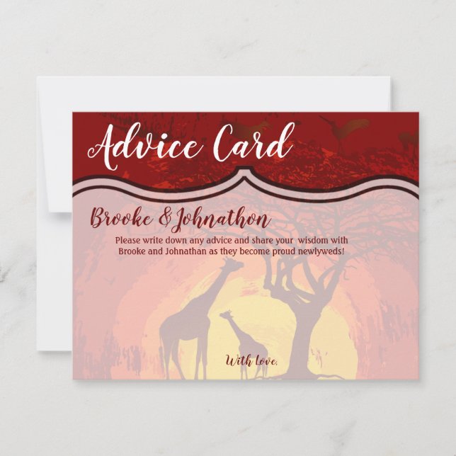 4.25x5.5 Advice Card African Safari Giraffe Sunse (Front)