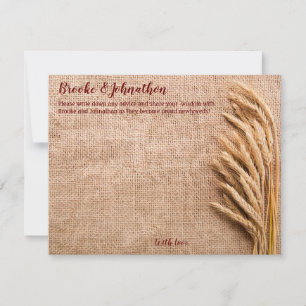 4.25x5.5 Advice Card Wheat on Burlap Sack Country