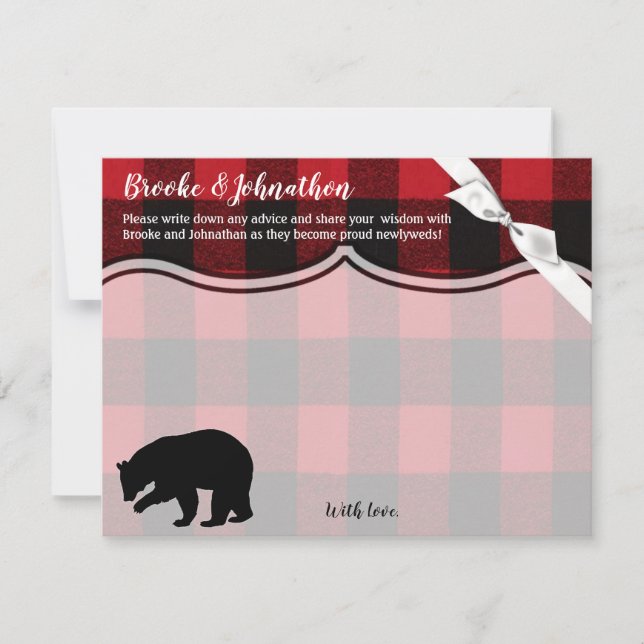 4.25x5.5 Carte de conseil Red Buffalo Plaid Bear N (Devant)