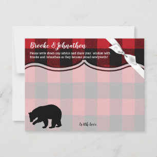4.25x5.5 Carte de conseil Red Buffalo Plaid Bear N