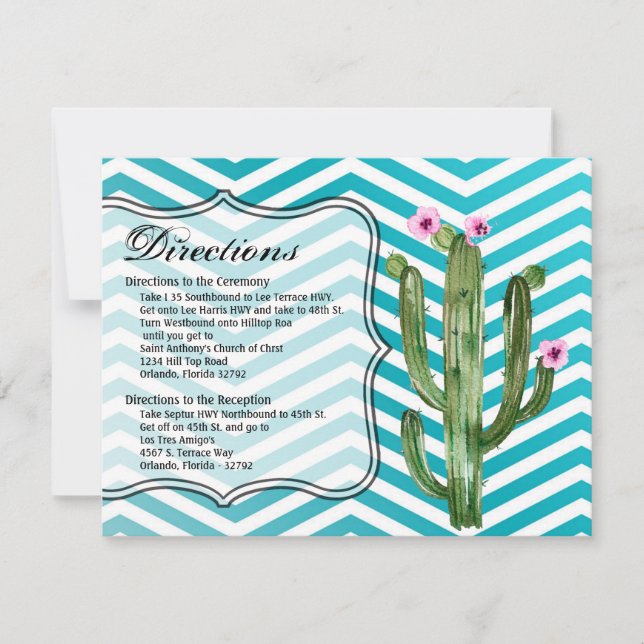 4,25x5,5 Carte de direction Boho Cactus Cactus Suc (Devant)
