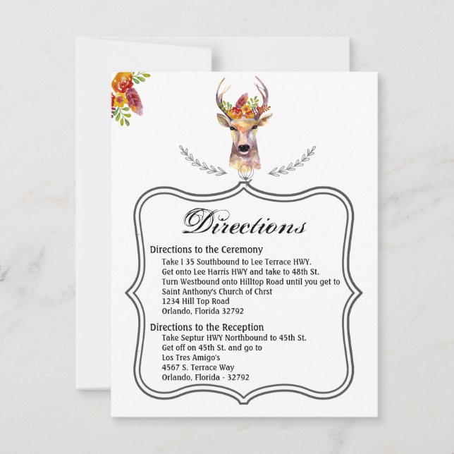 4,25x5,5 Carte de direction cerf de boho Buck Head (Devant)