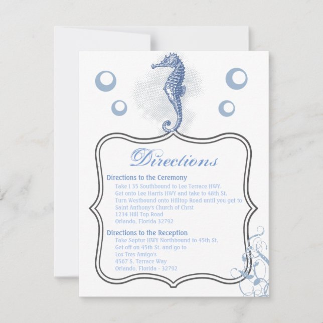 4.25x5.5 Carte de direction Seahorse Sea Ocean Bea (Devant)