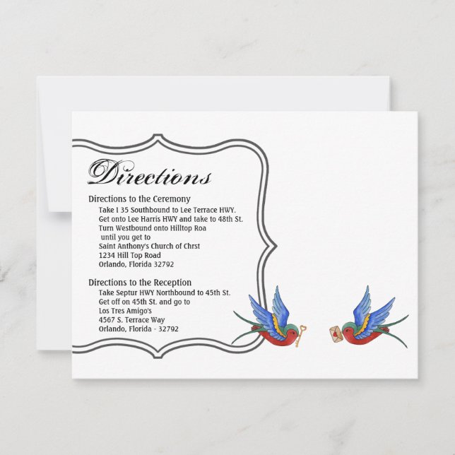 4.25x5.5 Carte de direction Tatouage traditionnel  (Devant)