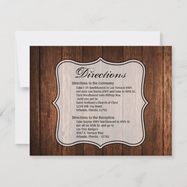 4.25x5.5 Direction Card Barn Wood Country Rustic (Front)