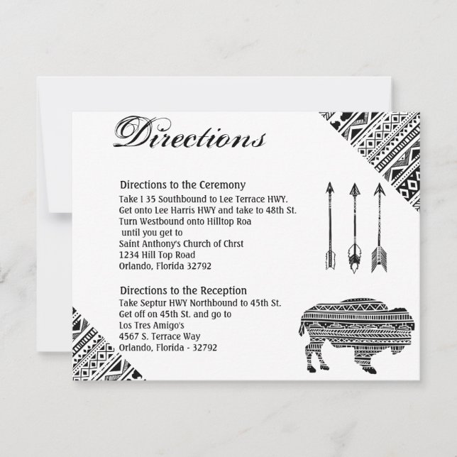 4.25x5.5 Direction Card Boho Buffalo Tribal Patter (Front)