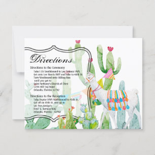 4.25x5.5 Direction Card Boho Llama Bohemian Cacti