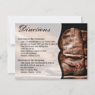 4.25x5.5 Direction Card Cowboy Boots Barn Wood Rus