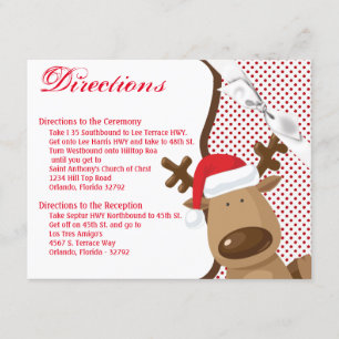4.25x5.5 Direction Card Reindeer Christmas XMAS Po