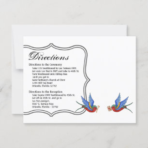 4.25x5.5 Direction Card Traditional Bird Tattoo Sp