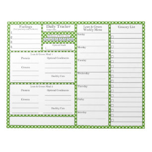 4-2-1 Meal Tracker   Planner   Grocery List Notepad