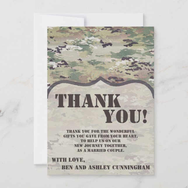4,5 x 6,25 Carte de remerciements Camo de l'armée  (Devant)
