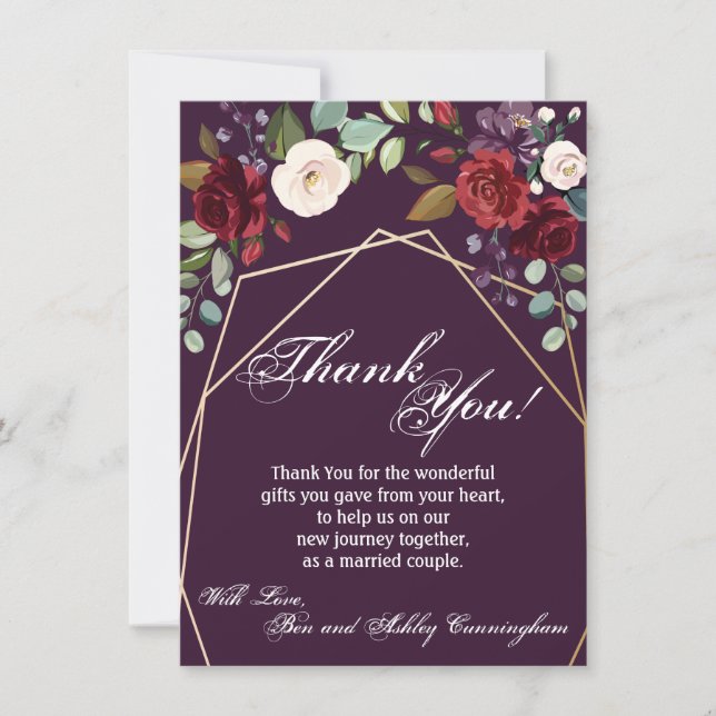 4,5 x 6,25 Carte de remerciements Plum violet Rose (Devant)