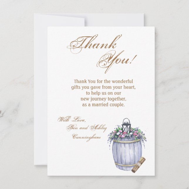 4,5 x 6,25 Cartes de remerciements Mariage campagn (Devant)