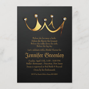 4.5" x 6.25" Gold Royal Queen Crown Bridal Shower Invitation