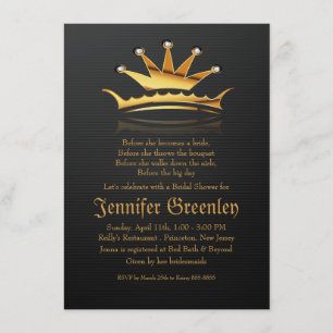 4.5" x 6.25" Gold Royal Queen Crown Invitation