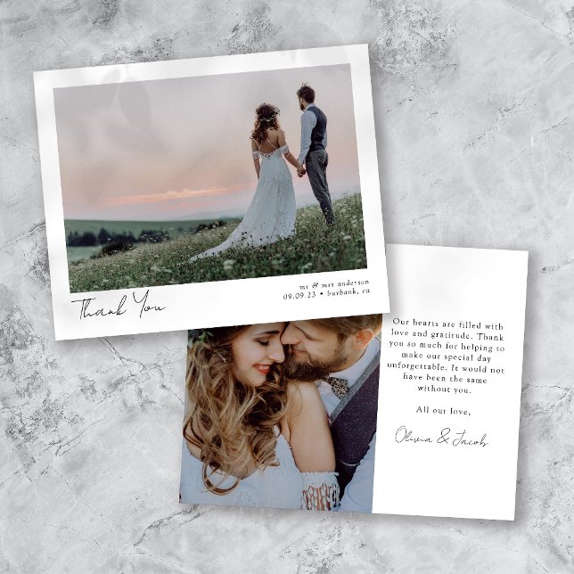 4.5x5.6 Minimalist 2 Photo Wedding Thank You Card (Creator Uploaded)