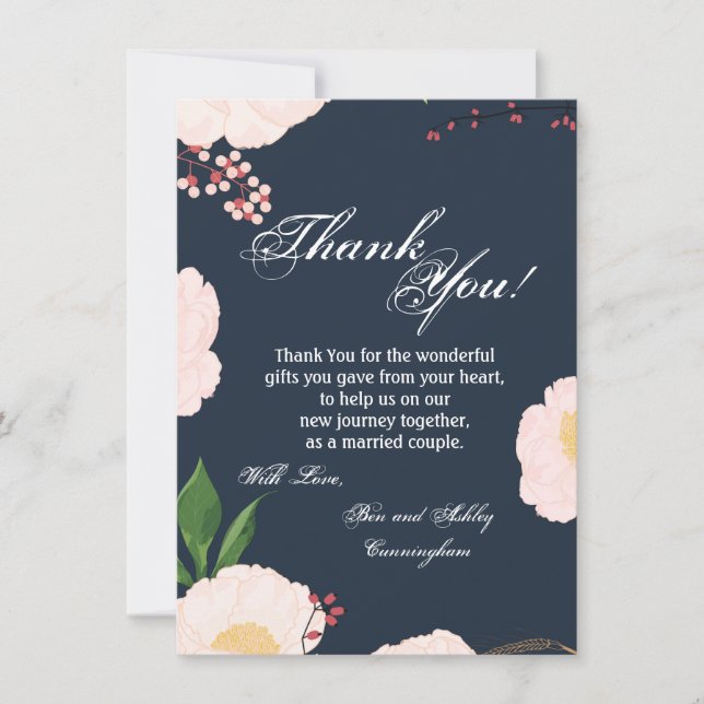 4.5x6.25 Thank You Card Baby Pink Cosmos on White (Front)