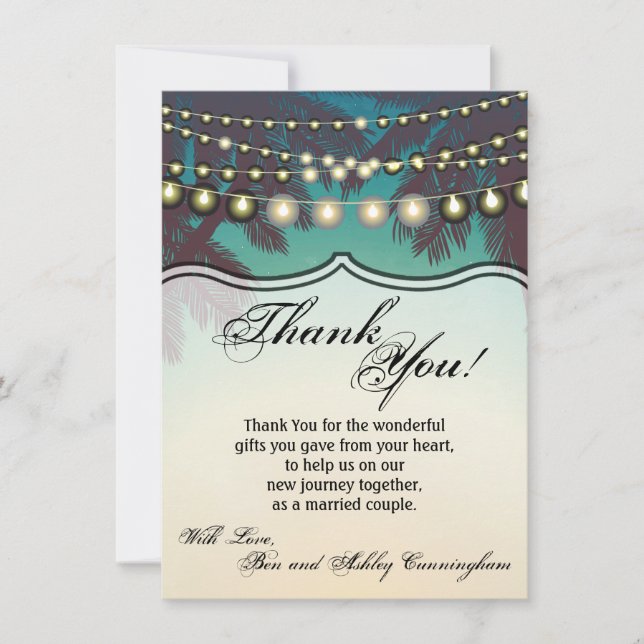 4.5x6.25 Thank You Card Beach Sunset Palm Trees St (Front)