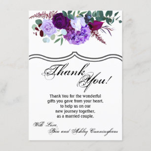 4.5x6.25 Thank You Card Lavender Hibiscus on Whi