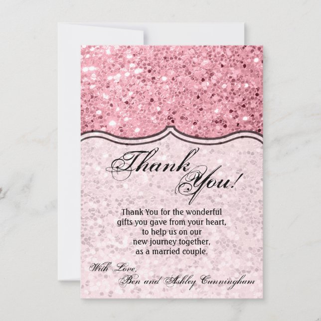 4.5x6.25 Thank You Card Rose Gold Glitter (Front)
