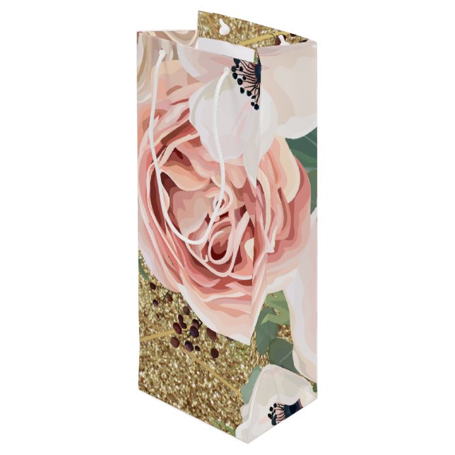 4.75lx4wx13h Sac cadeau de vin Rose de jardin géom (Dos Angle)