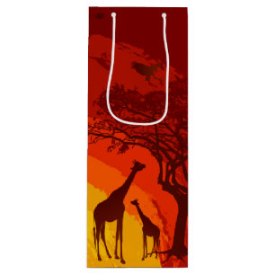 4.75lx4wx13h Sac cadeau vin Africain Safari Giraff