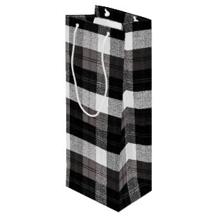 4.75lx4wx13h Sac cadeau vin XMAS Baffalo Plaid Bla