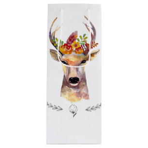 4.75lx4wx13h Wine Gift Bag boho deer Buck Head Bro
