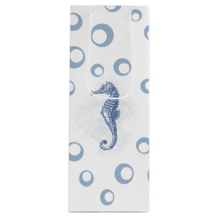4.75lx4wx13h Wine Gift Bag Seahorse Ocean Beach