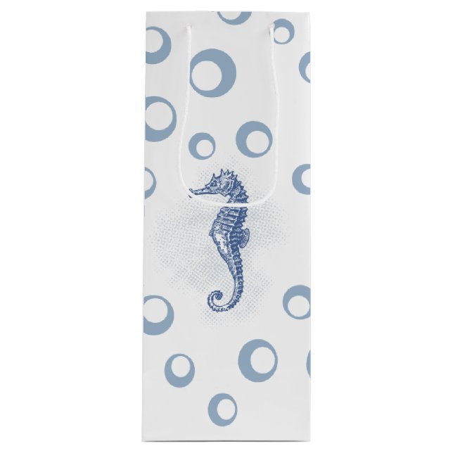 4.75lx4wx13h Wine Gift Bag Seahorse Ocean Beach (Front)