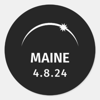 4.8.24 Solar Eclipse Maine Classic Round Sticker