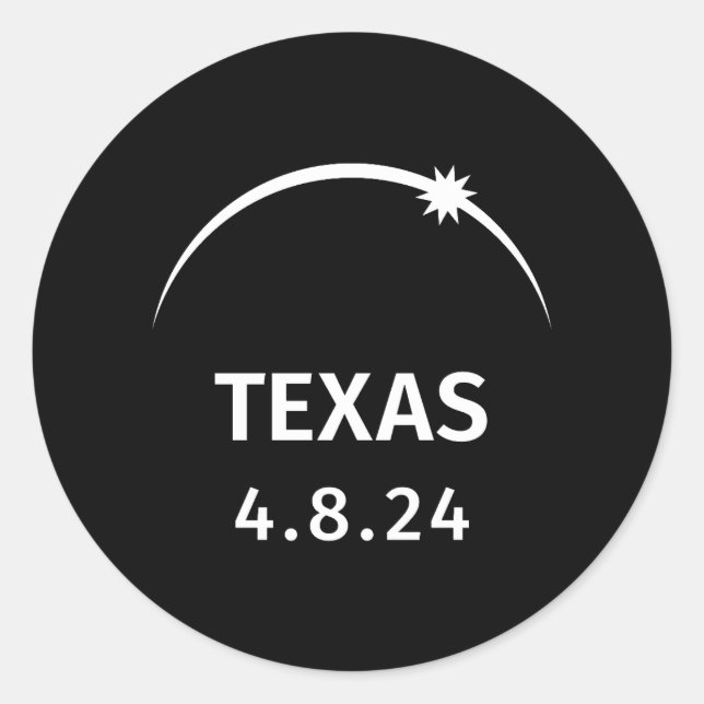 4.8.24 Solar Eclipse Texas Classic Round Sticker (Front)