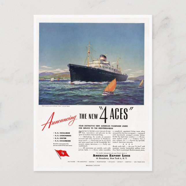 4 Aces 1948 Print Ad Postcard (Front)