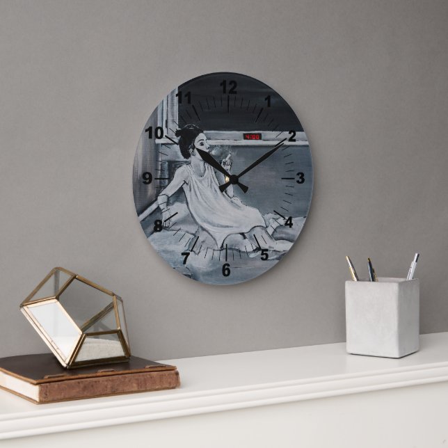 4 AM Painting by Alfred Fox Large Clock (Office)