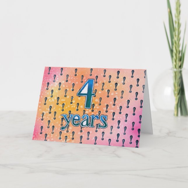 4 ans carte d'anniversaire/anniversaire de (Devant)